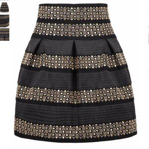 High Waist Rivet Studs Striped Skirt